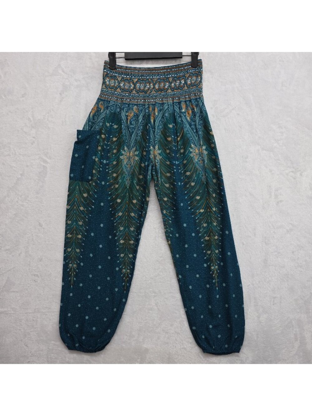 Joob Joob High Waiste Rayon Harem Pants Womens L XL Boho Pull On Pockets Peacock